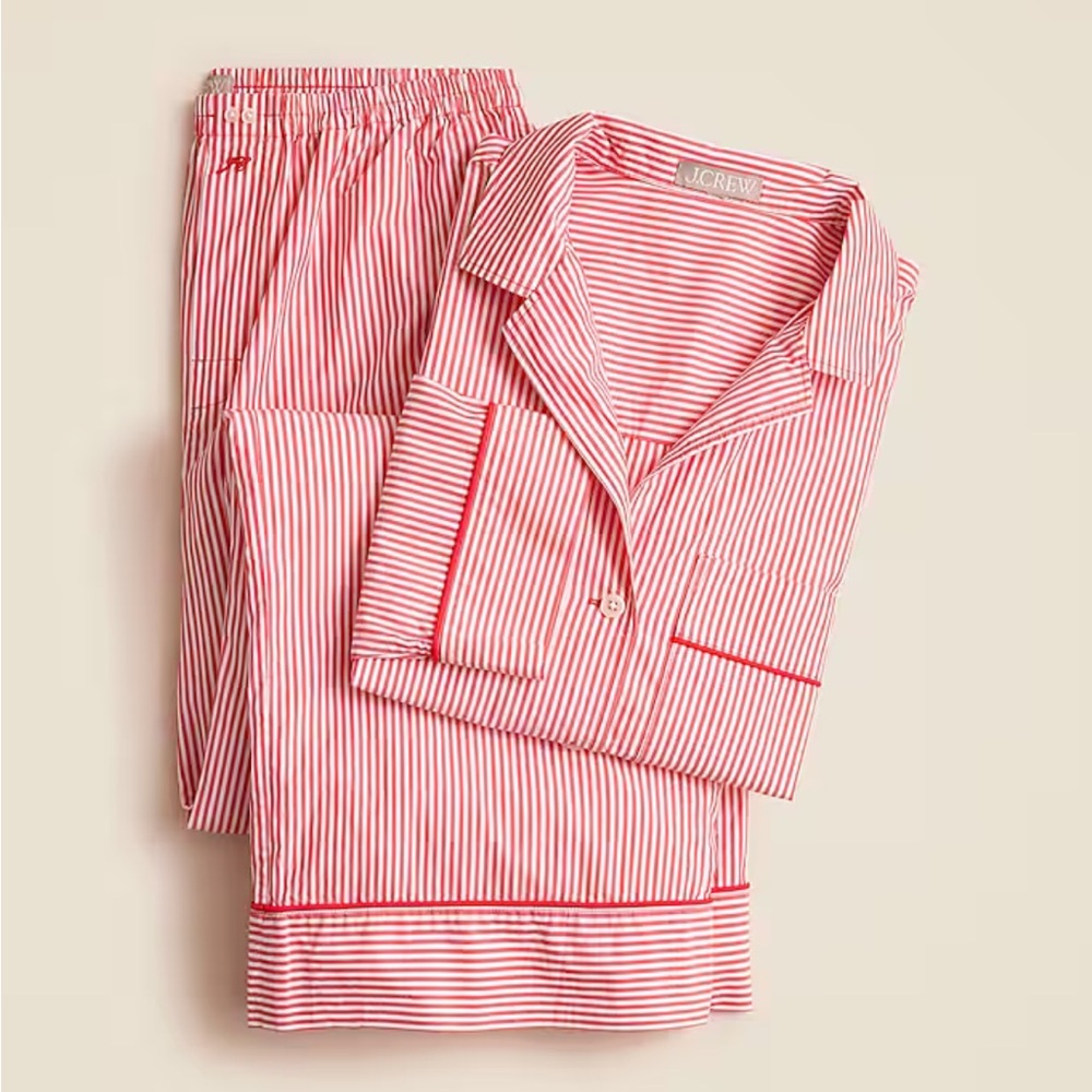 J-Crew Striped Cotton Pajama Set in Size Small